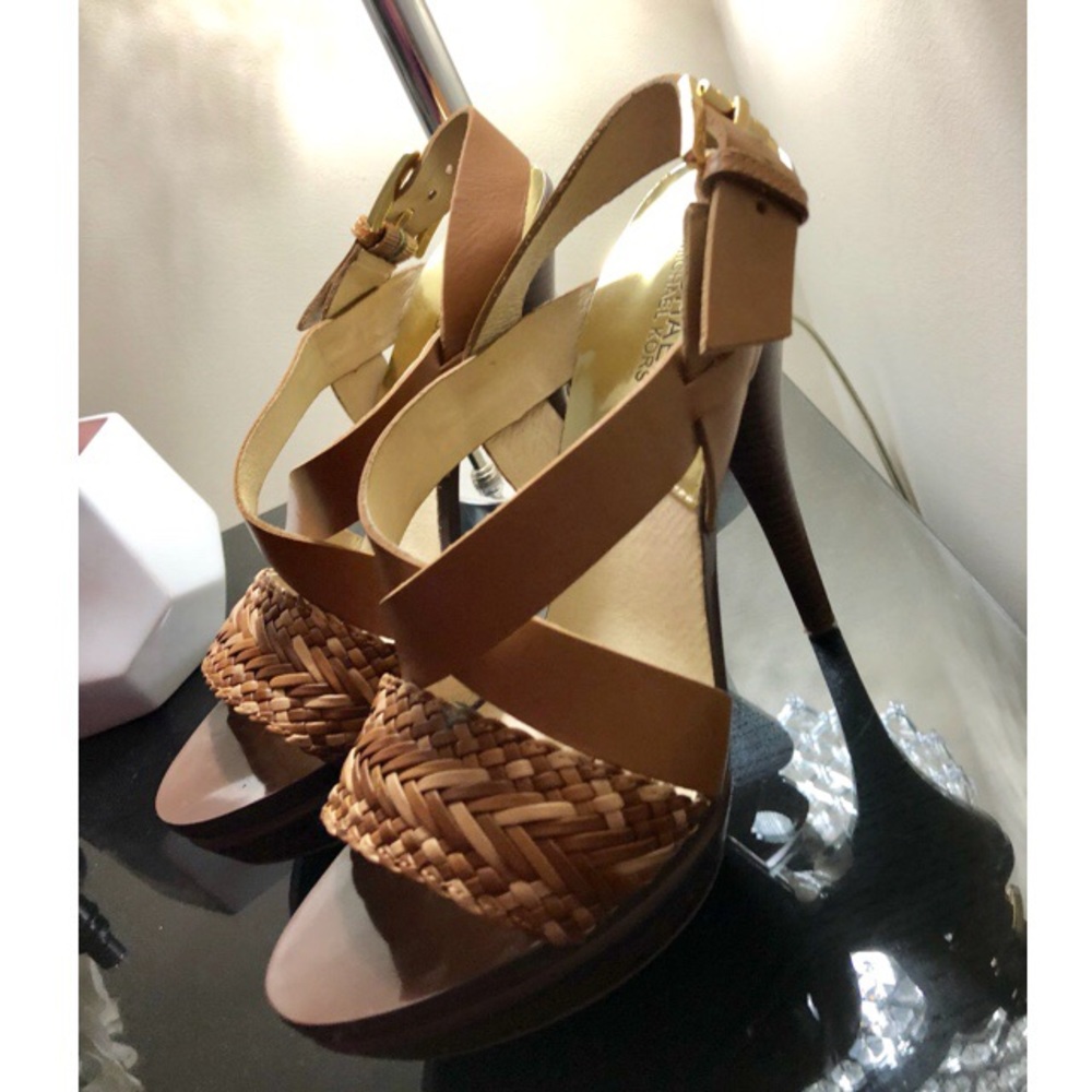 Michael MICHAEL KORS Brown Leather Sandal Heels
